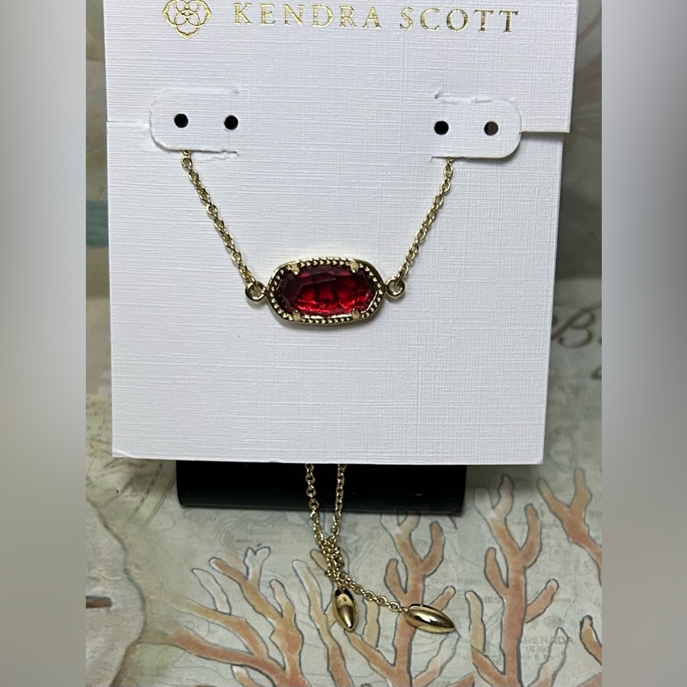 Kendra Scott Gold Bracelet with Berry Red Stone